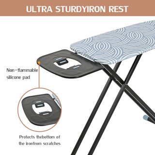 SAKU โต๊ะรีดผ้าแบบยืนรีด 7 ระดับ JUMBO รุ่น PRY1748HTZ1-30x20-35 ขนาด 43x122x97ซม. สีฟ้า 