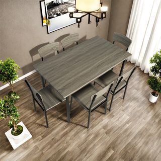 Delicato ชุดโต๊ะอาหาร 6 ที่นั่ง รุ่น Kuro โต๊ะ:140X80X76ซม. เก้าอี้:44x45x82.4ซม. สีน้ำตาลเข้ม