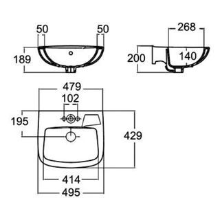 American Standard อ่างล้างหน้าแบบแขวน **ไม่รวมก๊อกน้ำและท่อน้ำทิ้ง** รุ่น นิวโคดี-เอส 0948-WT