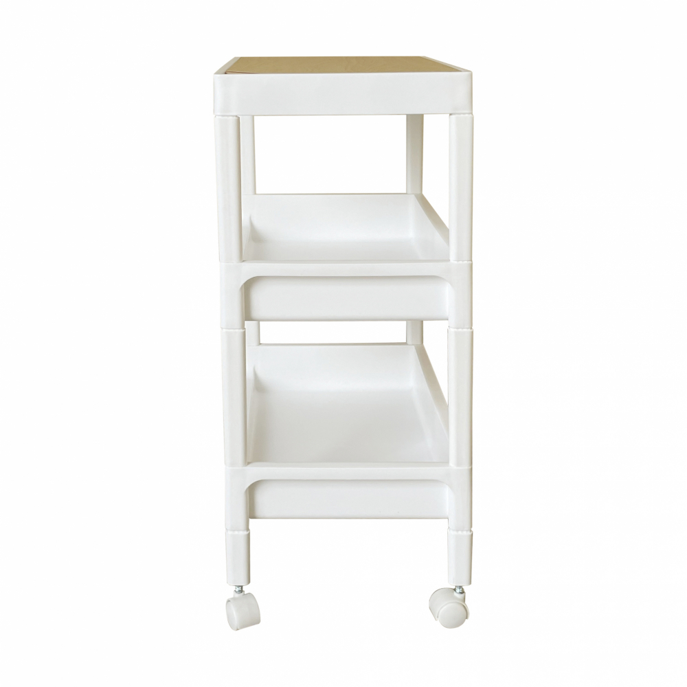 GOME ชั้นวางพลาสติกท็อปไม้ 3 ชั้น รุ่น GD615WH ขนาด 40X26X61.5 CM. สีขาว