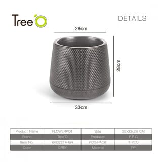 Tree O กระถางต้นไม้พลาสติกรุ่น 6KD2214-GR ขนาด M สีเทา
