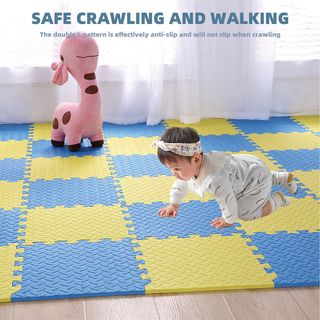 NINO WORLD ชุดแผ่นปูพื้นจิ๊กซอว์แบบหนา (4 แผ่น) PDS04-BY ขนาด 60x60x2 cm. Blue-Yellow