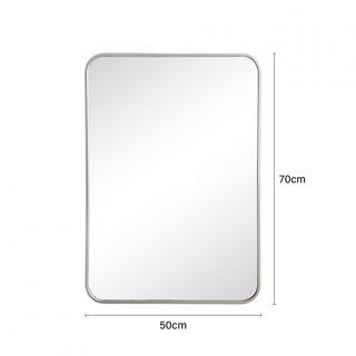 Nice ชุดกระจกอะลูมิเนียมทรงสี่เหลี่ยม 50x70 ซม. รุ่น คูปส์ 01-ซิลเวอร์ สีเงิน