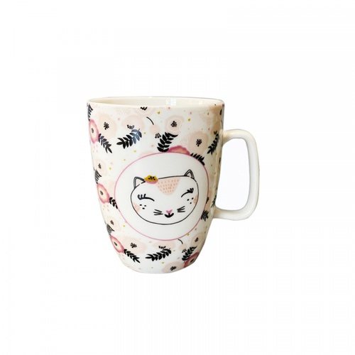 AILO แก้วเซรามิค 8 ซม. 350 มล. RABBIT-02 สีชมพู