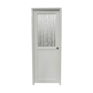 WELLINGTAN ประตูยูพีวีซีกระจกสกรีนลายต้นไผ่ (เฉพาะบาน) รุ่นJM-069 ขนาด 70x200ซม. สีขาว (เจาะลูกบิด)