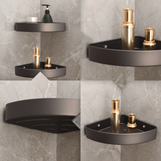 Verno ชั้นวางของอเนกประสงค์อลูมิเนียมเข้ามุม 2 ชั้น รุ่น Gracer-05 ขนาด 28.6x21.5x9.2ซม. สีเทา