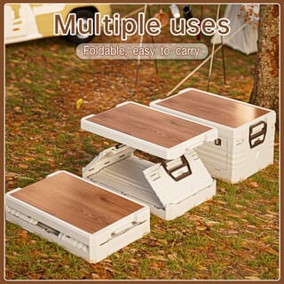 GOME กล่องเก็บของบานเปิดพับได้ท็อปไม้ Campo 2030-1L ขนาด 39x58x33 ซม. สีขาว