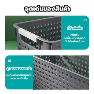 GOME ตะกร้าอเนกประสงค์ทรงเหลี่ยม รุ่น Circle TG54420G ขนาด 25.5x35.5x21.5 ซม.(16L) สีเทา