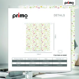 Primo ม่านห้องน้ำโพลีเอสเตอร์ ลายดอกไม้ รุ่น ฟลาว์เวอร์ 3XMYL-012 ขนาด 180x180 ซม. คละสี