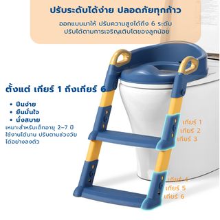 Primo Kids ฝารองนั่งเด็กแบบมีบันได รุ่น CT04B สีน้ำเงิน-เหลือง