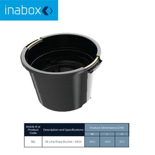 INABOX กะละมังกลมหูเชือก พลาสติก Forte N15743-38L ขนาด 48x35x49.8 cm. สีดำ