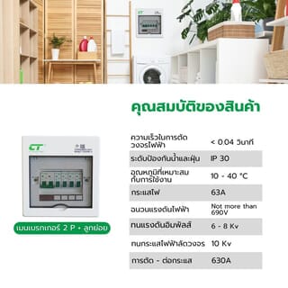  CTตู้คอนซูเมอร์ยูนิตสำเร็จ 4 ช่อง 63A รุ่น CHONG-C4 สีขาว