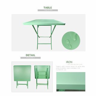 SUMMER SET ชุดโต๊ะสนาม 2 ที่นั่ง รุ่น GREENERY โต๊ะ: 60x60x71ซม. เก้าอี้: 50x42x84 ซม. สีเขียวอ่อน 