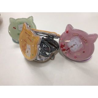 USUPSO กระจกพกพาทรงกลมหูแมวลายแมวน่ารัก(คละสี)ขนาด 8.0x7.8x1.0ซม.(#BH5)