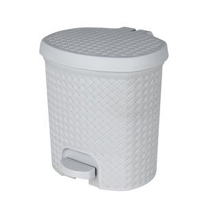 ICLEAN ถังขยะเหยียบทรงกลมลายสาน 6.5 ลิตร รุ่น TG51839G ขนาด 24.5x23.5x26.5 ซม. สีเทา