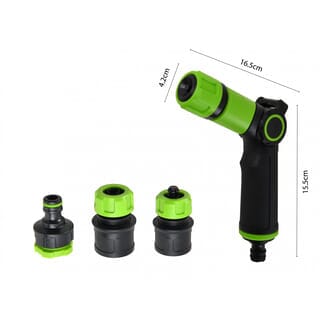 Tree O Plus ปืนฉีดน้ำแบบควบคุมด้วยนิ้วหัวแม่มือปรับ2รูปแบบ พร้อมชุดข้อต่อสวมเร็วครบเช็ต รุ่นGLB-623116-0 สีเขียวดำ