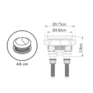 Verno ชุดปุ่มกดชำระทรงกลม 2 ระบบ รุ่น PQS-C4821HS  ขนาด 48 มม. 