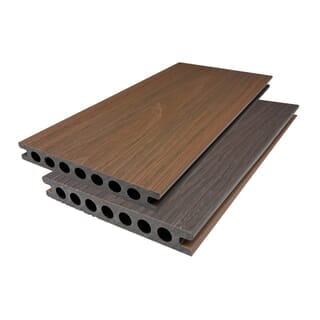 GREAT WOOD ไม้พื้นเทียมลายไม้ GK21-145-W-R ขนาด 21x145x2800มม. Walnut+Teak