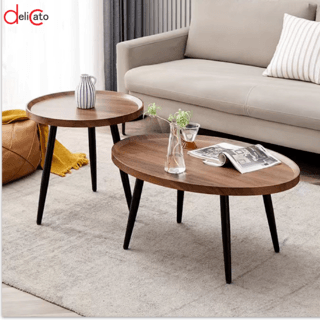 DELICATO โต๊ะกลาง รุ่น COMBINE-01 ขนาด 40x40x48 ซม. สีวอลนัท 
