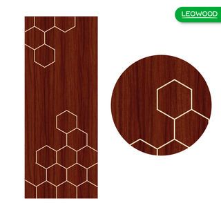 LEOWOOD ประตูไม้เคลือบเมลามีน DoorX Platinum ลาย 3 ขนาด 80x200 ซม. สีมะฮอกกานี