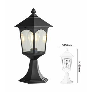 EILON โคมไฟหัวเสา Classic ขั้ว E27 ขนาด 15*15*39cm IP65 รุ่น Maemi MV210-S สีดำ