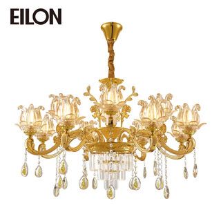 EILON โคมไฟเพดานคริสตัล 72W E14 LED 12หลอด แสงคูลไวท์ รุ่น LD763/12 GOLD