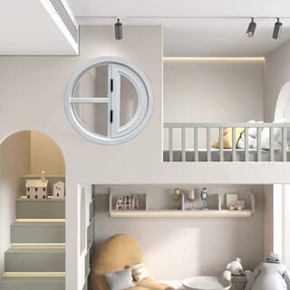 WELLINGTAN หน้าต่างช่องแสงวงกลม ตัวที แบบเปิดรุ่น TF10-W ขนาด 100x100 x10cm  สีขาว