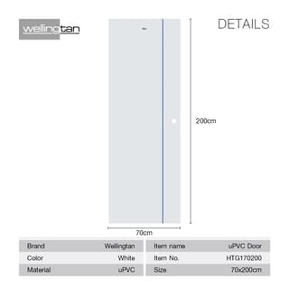 WELLINGTAN ประตู UPVC บานทึบเซาะร่อง รุ่นHTG170200 ขนาด 70x200ซม. สีขาว เจาะรูลูกบิด