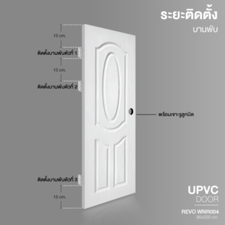WELLINGTAN ประตูภายนอก UPVC ผิว Revo รุ่น WNR004 ขนาด 90x200 ซม. สีขาว (เจาะรูลูกบิด)