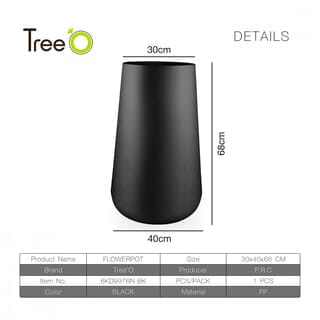Tree O กระถางต้นไม้พลาสติกรุ่น 6KD9976N-BN ขนาด XL สีดำ