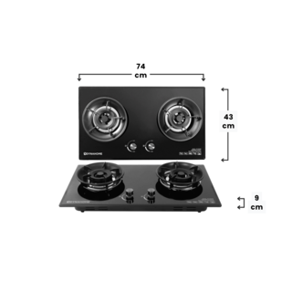 DYNAHOME เตาแก๊สแบบฝังหน้ากระจก 2 หัวเตา DH-2BXMZ