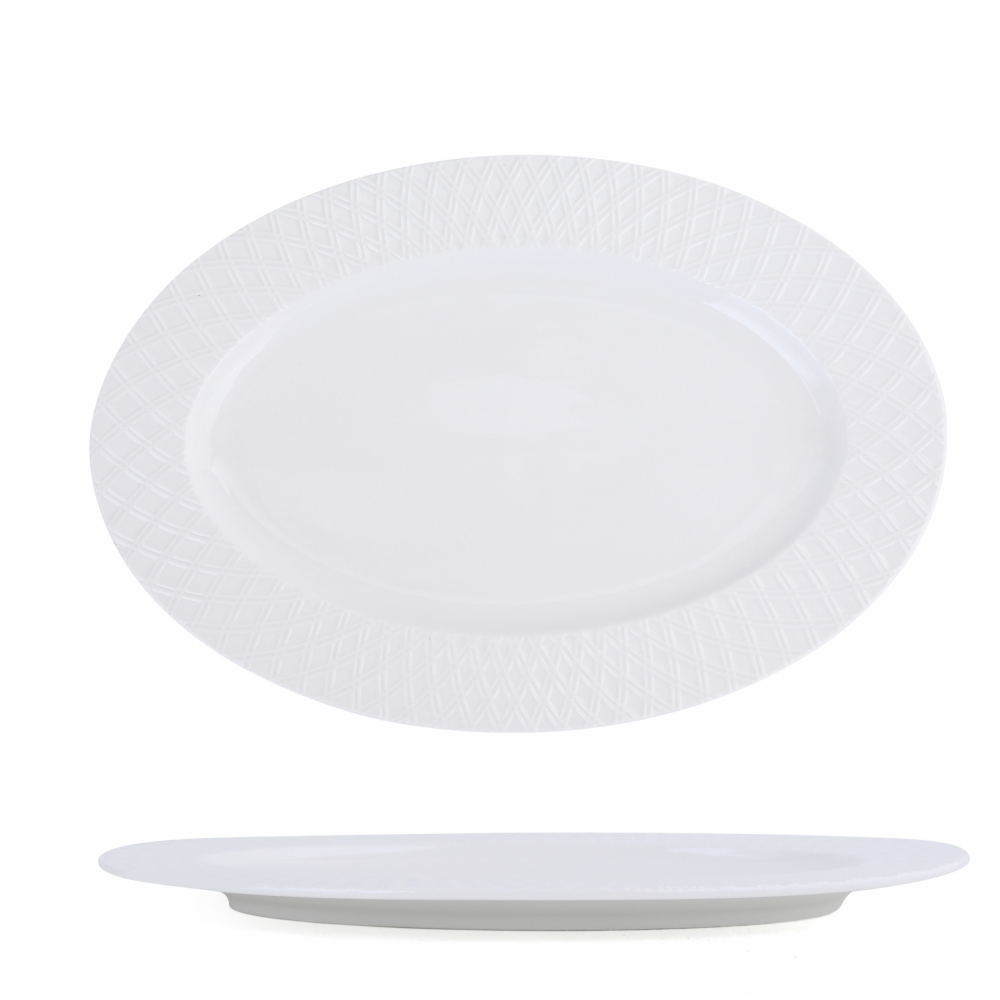 ADAMAS จานเปลเซรามิค 12 นิ้ว FIONA-WH04 สีขาว