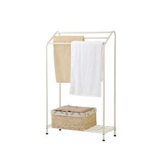 SAKU ราวพาดผ้าเหล็กพร้อมชั้นวาง 1 ชั้น FW-901372A ขนาด 70x30x110 ซม. สีเบจ