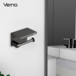 Verno ที่ใส่กระดาษชำระสแตนเลส304 รุ่น เกรเซอร์-TH04 ขนาด 14x10x10 ซม. สีเทา