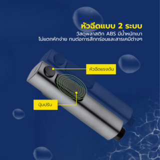 Verno ชุดสายฉีดชำระ แบบ 2 ระบบ รุ่น 6FXQ028-3P ขนาด 3.3x134x2.9 ซม. สีเทากันเมทัล