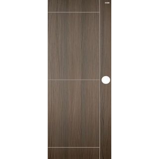 BATHIC ประตู WPC รุ่น แผ่นเรียบเซาะร่อง BWC04 ขนาด 80x200 ซม. สีคาดิซวอลนัท (เจาะลูกบิด)