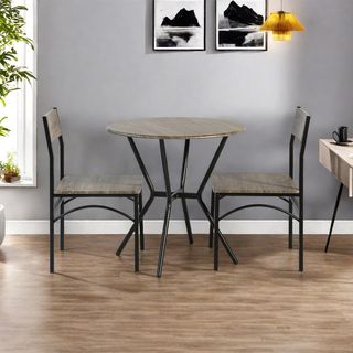 Delicato ชุดโต๊ะอาหารทรงกลม 2 ที่นั่ง รุ่น Mikaโต๊ะ:75X75x76 ซม. เก้าอี้:46X51X82ซม. สีน้ำตาลอ่อน