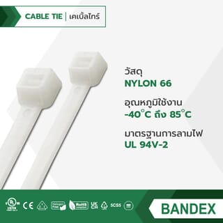 BANDEX เคเบิ้ลไทร์ ขนาด 3 นิ้ว รุ่น CT075-2C-MT100 สีขาว