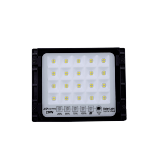JD โคมไฟสปอร์ตไลท์โซลาร์เซลล์ 20W พร้อมรีโมท รุ่นJTGD-8820W+รีโมท IP65 แสงวอร์มไวท์ 
