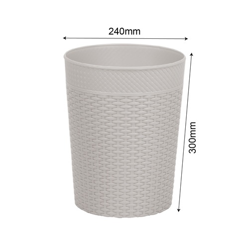 ICLEAN  ถังขยะไม่มีฝาทรงกลม 10.5 ลิตร TG54509 ขนาด 24x24x30cm. เทาเข้ม ลายถัก