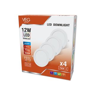 V.E.G.lighting ดาวน์ไลท์ LED แบบฝังหน้ากลม 6 นิ้ว 12W รุ่นTP-CDW-12DL-4V แสงเดย์ไลท์ (แพ็ก 4 ชิ้น)