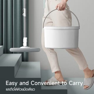 ICLEAN ชุดม็อปปั่นถังสเตนเลส ด้ามสเตนเลส แยกน้ำดี ขนาด 31x31x104-126 ซม. รุ่น FC003 สีเทา