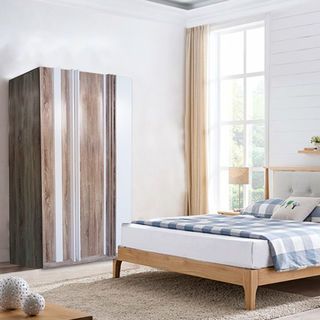 DELICATO ตู้เสื้อผ้า 3 บาน รุ่น อปาเช่ ขนาด 120x55x200  ซม. สีทูโทนน้ำตาล/ขาว
