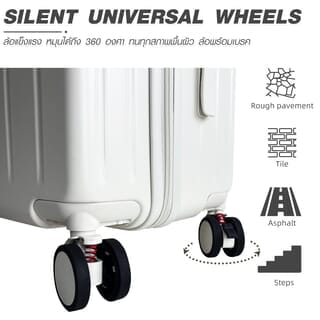 WETZLARS กระเป๋าเดินทางแบบด้านจับยาว ขนาด 24 นิ้ว  รุ่น Amber-01 ขนาด 26x41.50x60 ซม. สีขาวไวท์ชูก้า