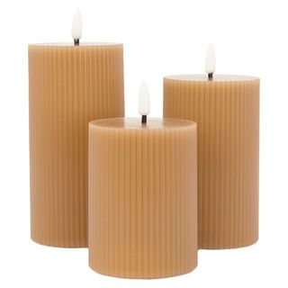 COZY เทียน LED 3ชิ้น/กล่อง รุ่น NIRO ขนาด 7.5x7.5x10ซม. / 7.5x7.5x12.5ซม./ 7.5x7.5x15ซม. สีน้ำตาล