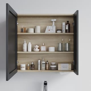 Verno ชุดเคาน์เตอร์อ่างล้างหน้าplywood พร้อมตู้กระจก 80x47x51.5 cm. รุ่น เมร่อน TG1-80 สีไม้ (½)