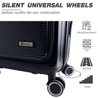 WETZLARS กระเป๋าเดินทาง ขนาด 24 นิ้ว พร้อมช่องใส่ของด้านหน้า รุ่น Spring-01 ขนาด 25x42x60 ซม. สีดำ