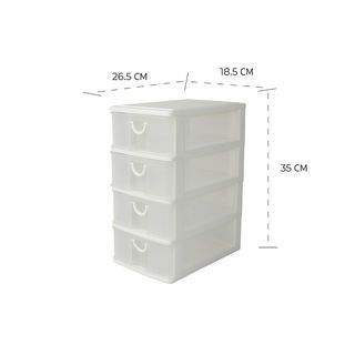 SMITH ลิ้นชักเล็ก 4 ชั้น #5808 ขนาด 18.5x26.5x35 ซม. สีขาว