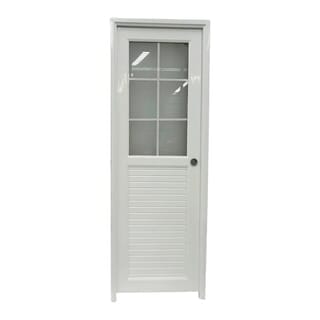 WELLINGTAN ประตู UPVC กระจกฝ้าพร้อมวงกบและบานพับ รุ่นJM-051 ขนาด 70x200ซม. สีขาว (เจาะลูกบิด)