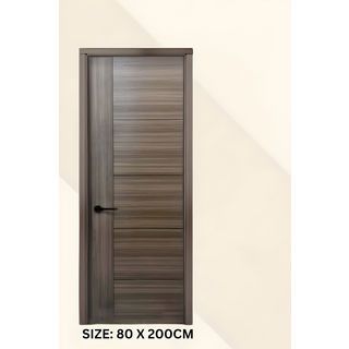 HOLZTUR ประตูปิดผิวเมลามีนเซาะร่อง 5เส้น ขนาด80x200ซม. สี Light Brown